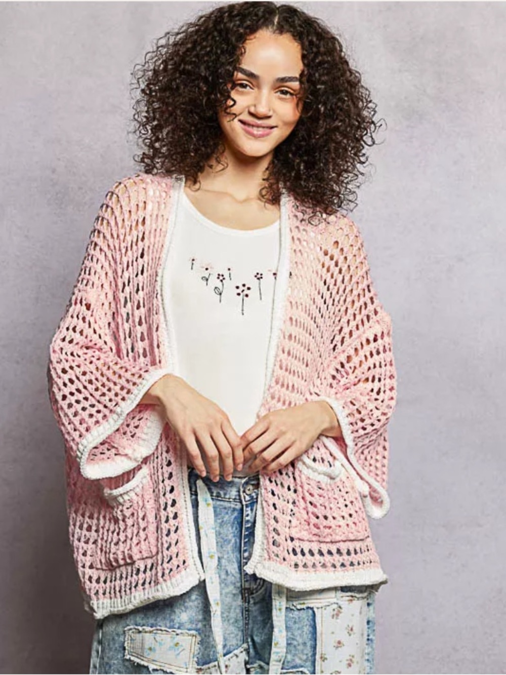 NIP POL Openwork Crochet Cardigan